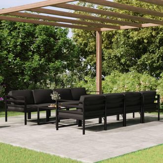 vidaXL Set Muebles De Jard&iacute;n 9 Pzas Y Cojines Aluminio Gris Antracita Vidaxl