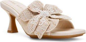 Anne Klein Julia Beaded Floral Slide Sandal in Bone at Nordstrom, Size 6.5