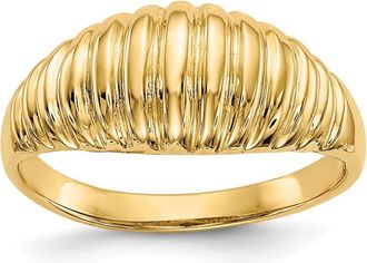 Diamond2Deal 14k Yellow Gold High Polished Ribbed Dome Ring