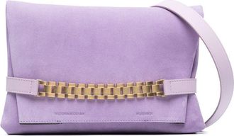 Victoria Beckham Chain Pouch suede shoulder bag - women - Bos Taurus/Calf Leather/Calf Suede - OS - Purple