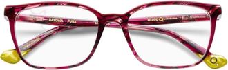 Etnia Barcelona Bayona Translucent Deep Pink Acetate Eyeglasses with Heart-Shaped Temples