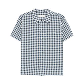 Dunst Gingham Short Sleeve Shirt - Heren - Korte mouwen Overhemden - Blauw - M - Overhemden