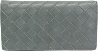 Bottega Veneta Pre-owned Wallets, male, Gray, Size: ONE SIZE Pre-owned Intrecciato Long Wallet