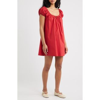 Faithfull The Brand Marblau Cap Sleeve Cotton Shift Minidress in Chilli at Nordstrom, Size Medium