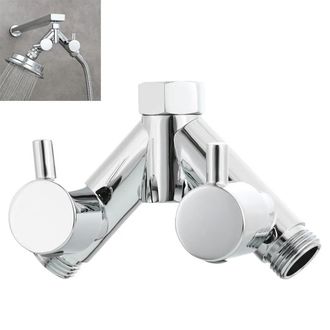 No Brand Colector Tipo Y De Lat&oacute;n Con Interruptor Independiente - Cromado - 1/2 Pulgada - Para Mangueras Y Cabezales De Ducha - Plateado