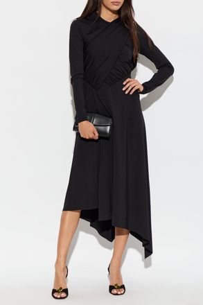 Victoria Beckham Asymmetrical Dress With Draping, Womens, Black