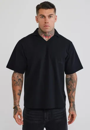 Siksilk Mens Black Polo T-Shirt XXL