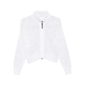 Brunello Cucinelli C&aacute;rdigan de punto abierto con lentejuelas - Knitwear - Mujer - Blanco - M