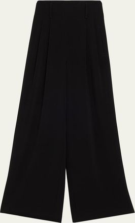 Akris Florina High-Rise Pleated Crepe Wide-Leg Pants
