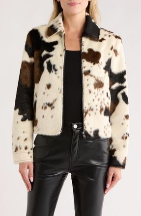 Bernardo Cow Print Faux Fur Jacket at Nordstrom Rack, Size X-Large