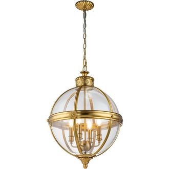 Feiss Elstead Feiss Adams Spherical Pendant Ceiling Light Burnished Brass