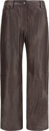 Magda Butrym Womens Straight-Leg Leather Pants Brown Sheepskin Trousers