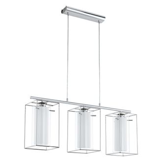 Loops Pendant Light Colour Chrome Shade Clear White Glass Satin Glass Bulb E27 3x60W