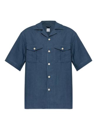 Eleventy pocket button shirt - men - Linen/Flax - M - Blue