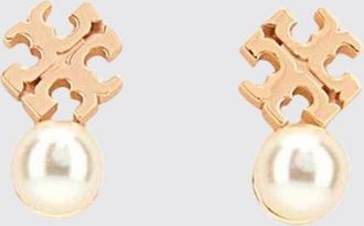 Tory Burch Double T Gold-Plated Brass Stud Earrings with Pearls