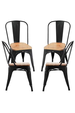 Regalos Miguel Packs Sillas Comedor - Pack 4 Sillas Torix Madera Natural - Negro