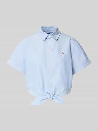 Polo Ralph Lauren Regular Fit Bluse mit Knotendetail in Bleu, Gr&ouml;&szlig;e 42