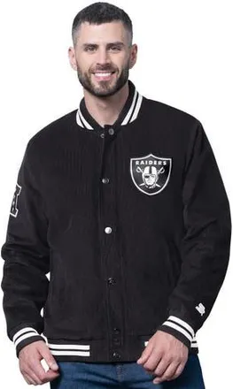 Starter Mens Starter Black Las Vegas Raiders Blackout Corduroy Full-Snap Varsity Jacket at Nordstrom, Size Medium