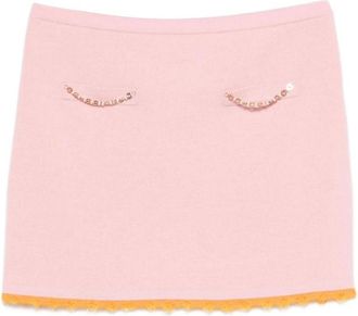 Casablanca Geborduurde Gebreide Miniskirt - Dames - Korte rokken - Roze - S - Wol - Rokken
