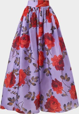 Carolina Herrera Rose Silk Organza Ball Skirt