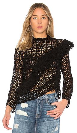 Iro Black Lamata Ruffle Top Size XS