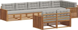 vidaXL Set Di Divani Da Esterno 8 Pz Grigio Naturale E Chiaro Vidaxl