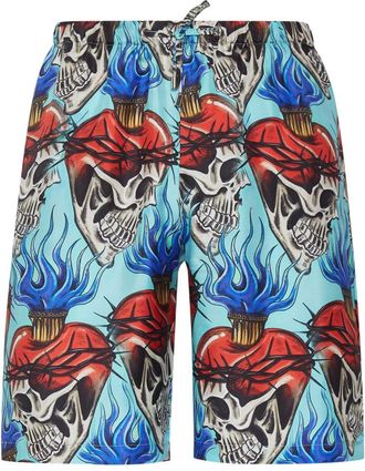 Philipp Plein Silk Shorts Love Tattoo - Heren - Korte Broeken - Veelkleurig - S - Korte Broeken