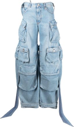 The Attico wide-leg cargo jeans - women - Cotton/Polyester/Cotton - 38 - Blue