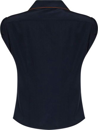 Max Mara Womens Shirt Mstskipper Blue Cr&ecirc;pe De Chine Silk
