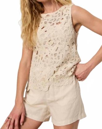 Sanctuary For Keeps Crewneck Crochet Shell Top In Natural