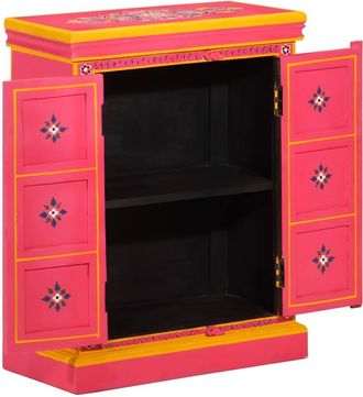 Berkfield Home Sideboard Solid Mango Wood Pink Hand Painted