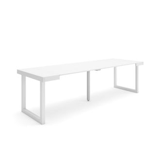 Skraut Home Mesa Consola Extensible, Mesa Comedor Plegable, 260, Para 12 Comensales, Patas Madera Maciza, Estilo Moderno, Blanco - Skraut Home
