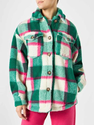 MC2 Saint Barth Woman Sherpa Overshirt With Tartan Pattern