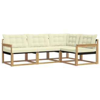 vidaXL Conjunto De Sof&aacute;s De Exterior Con Coj&iacute;n 4 Pcs Blanco Y Crema Vidaxl