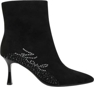 Karl Lagerfeld Schoenen, Dames, Zwart, 40 EU, Leer, Sienna Enkellaarsjes