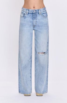 Pistola Denim Hendrix Embellished Rivets High Waist Straight Leg Jeans in Revel Distressed at Nordstrom, Size 29