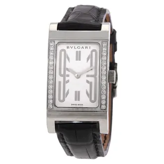 Bulgari Pre-owned Bvlgari Rettangolo White Dial Ladies Watch RTW39GD2L