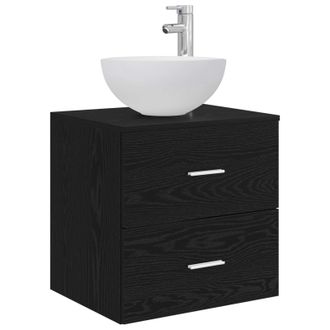 vidaXL Vanidad Con Lavabo De Pared Roble Negro 49,5 X 41 X 64,5 Cm Vidaxl