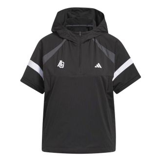 adidas (WMNS) adidas Half-Zip Hooded Anorak Jacket Asia Sizing Black KG0145