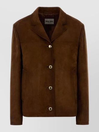 Miu Miu suede jacket notch lapel long sleeves