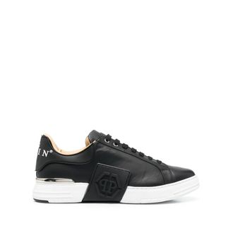 Philipp Plein Schoenen, Heren, Zwart, 41 EU, Leer, Lo-Top Sneakers Hexagon