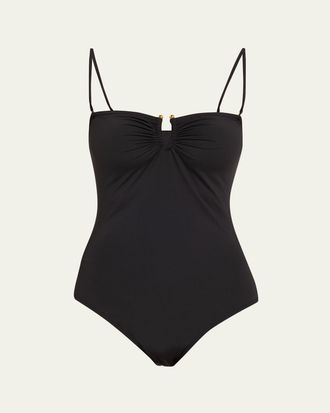Nili Lotan Ruched U-Ring One-Piece Swimsuit