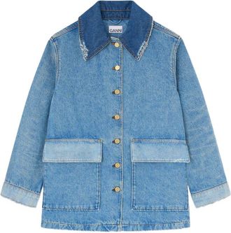Ganni denim jack met patchwork
