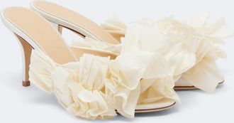 Magda Butrym Floral-appliqu&eacute; satin mules