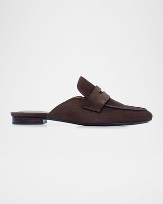 Bernardo Suede Penny Loafer Mules