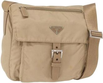 Prada Pre-owned Cross Body Bags, female, Beige, Size: ONE SIZE Pre-owned Nylon Vintage Crossbody Bag
