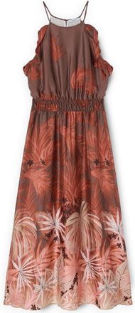 Motivi Lange satijnen jurk met print - Dames - Casual kleedjes - Veelkleurig - XS - Satijn - Kleedjes