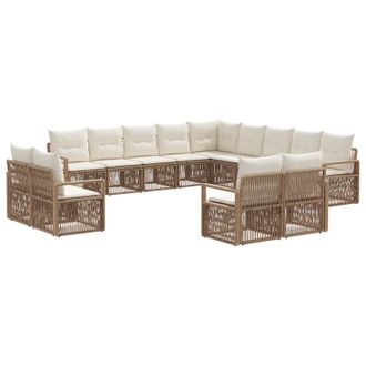 vidaXL Conjunto De Sof&aacute;s De Jard&iacute;n 13 Pcs Beige Rat&aacute;n Sint&eacute;tico Vidaxl