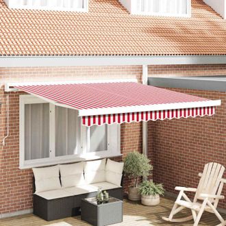 vidaXL Vidaxl - Toldo Retr&aacute;ctil Rojo Y Blanco 300 X 250 Cm Tela, Metal