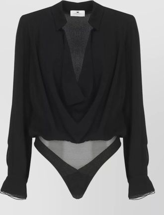 Elisabetta Franchi draped front collared viscose bodysuit